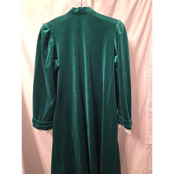 Gilligan O'Malley Womens Nightgown Vintage Velvet Velour Snap Long Green Small - Picture 9 of 11